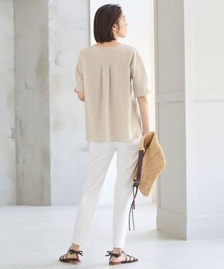 自由区 【WEB限定・洗える・XSサイズあり】トリコットジャージー カットソー カーキ系1