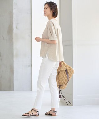 自由区 【WEB限定・洗える・XSサイズあり】トリコットジャージー カットソー カーキ系1