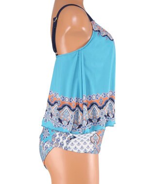 San-ai Resort（三愛水着楽園） ロングパンツセット水着　9M・11L　【Coral veil（コーラルヴェール）】 ブルー