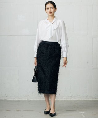 自由区 L 【カタログ掲載】フェザージャカード スカート ネイビー