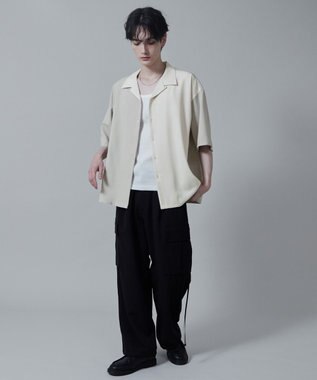 WEGO カラーブロックオープンカラーシャツ（S） ベージュ