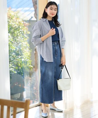 ANY L フロントスリットデニムスカート ワンウォッシュ