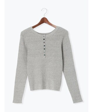 Te chichi ヘンリーネックマーブルニット グレー