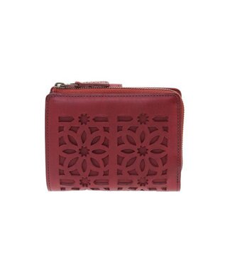 genten カットワーク 二つ折り財布 ワイン