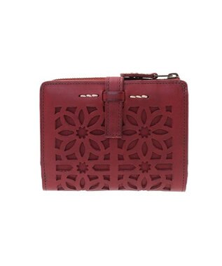 genten カットワーク 二つ折り財布 ワイン