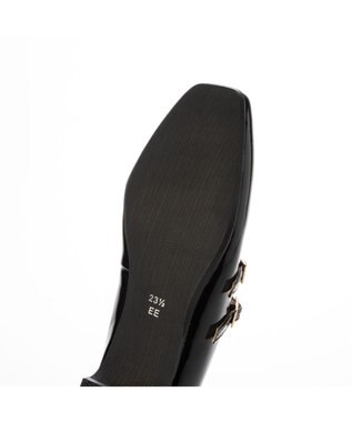 ing <ing>ダブルストラップフラットシューズ ブラックエナメル