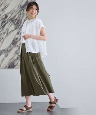 ANY 【洗濯機可】フェザーカットジャガードブラウス ホワイト