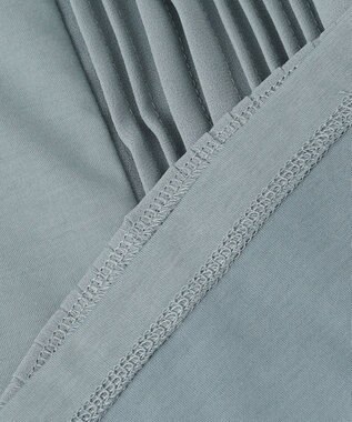 J.PRESS LADIES L プレーティングジャージー フリルネック カットソー グレイッシュグリーン系