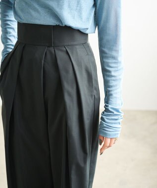 #Newans ２タックコクーンワイドパンツ ブラック