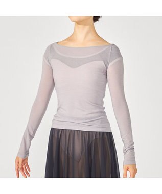 Chacott ボートネックトップ (サーモギア(R)糸使用） モーブ