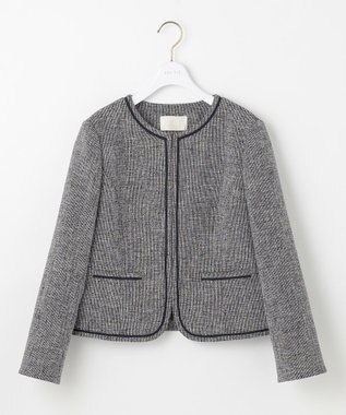 ANY SIS L 【洗える】ライトストレッチ ツイード ジャケット ネイビーシャンブレー