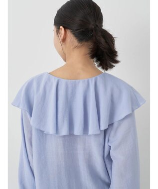 earth music&ecology ラッフルショートブラウス Sax