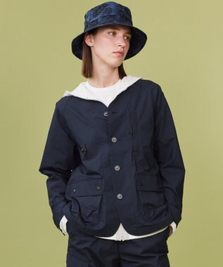 JOSEPH ABBOUD MOUNTAIN 【軽量】ハイパワーストレッチカルゼ ノーカラーアウトドアブルゾン ネイビー系