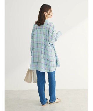 Green Parks チェック柄シャツチュニック Blue