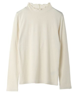 earth music&ecology ラメテレコハイネックプルオーバー Ivory