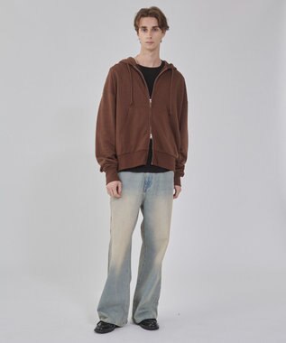 WEGO 【ユニセックス着用ITEM/MLサイズ展開】コンパクトフィットダブルZIPパーカー ブラウン