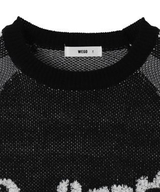 WEGO サガラロゴ配色BIGニットプルオーバー ブラック