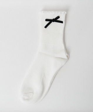 WEGO メローリボンクルーソックス ホワイト