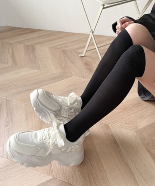 WEGO リボンデザイン厚底スニーカー ホワイト