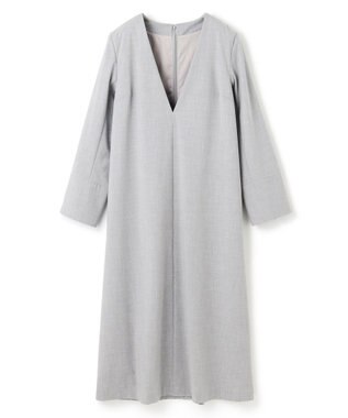 UNFILO ウールライク Vネックワンピース トップグレー