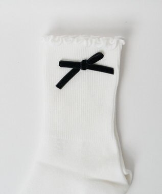 WEGO メローリボンクルーソックス ホワイト