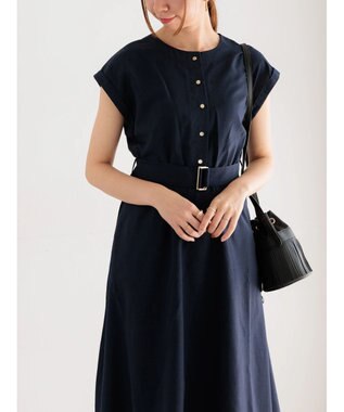 Te chichi リネンライクウエストマークワンピース