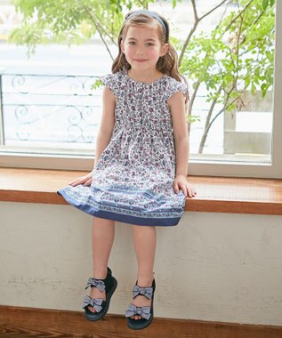 ANY KIDS プリント サマー ワンピース ネイビー×モロッカン