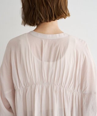 YECCA VECCA ドライタッチシアーバンドカラーシャツ Gray Beige