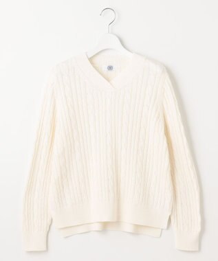 J.PRESS LADIES 【洗える】GIZA MERCERIZE COTTON ケーブル ニット ホワイト系