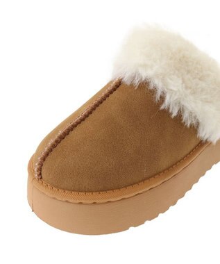 Green Parks ・minia　フェイクムートンスリッパ Camel
