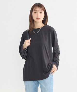 earth music&ecology ラインストーンチュールドッキングプルオーバー Black