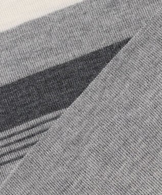 J.PRESS LADIES 【洗える】MULTI PITCH STRIPE ボーダー ニット ライトグレー系1