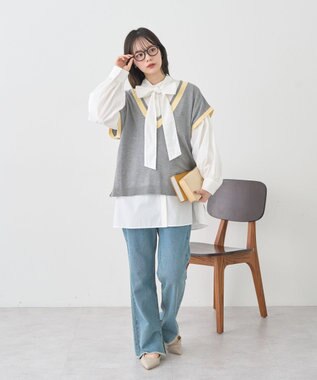 earth music&ecology チルデンライクベスト Gray Mixture