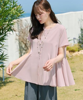 Tiaclasse ボリュームフレアブラウス ピンク