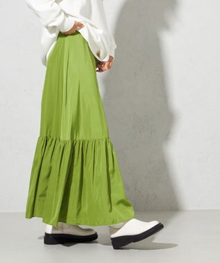 SHARE PARK LADIES 【ウォータープルーフ】　マキシティアードスカート ピスタチオ