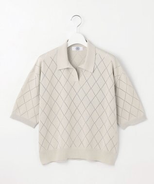 J.PRESS LADIES 【洗える・抗菌防臭】COTTON POLYESTER ポロ ニット グレージュ系