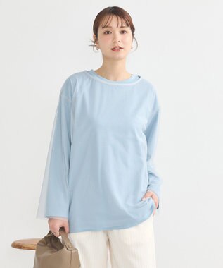 earth music&ecology ラインストーンチュールドッキングプルオーバー Grayish Blue