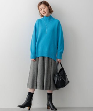 23区 S 【洗える】カシミヤブレンド ハイネック ニット ブルー系