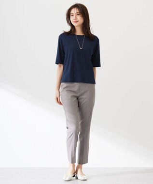 J.PRESS LADIES L 【セットアップ対応・洗える・撥水・防汚】コットンFITTYシャーク テーパード パンツ ブラウン系