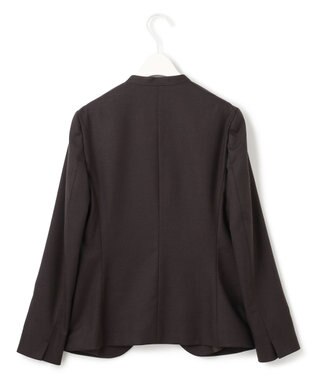 ICB 【洗える】プロヴィスウールツイル ノーカラージャケット チャコール系