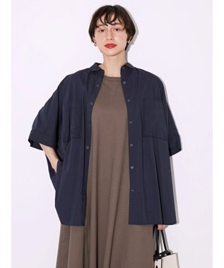 AMERICAN HOLIC ＷポケットバックタックＢＩＧシャツ Navy