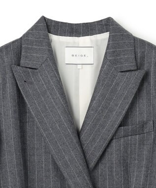 BEIGE， DELAND / ウールピンストライプダブルジャケット Gray St.