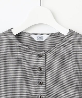 J.PRESS LADIES S 【洗える】ウォッシャブルキュプラツイル ボートネック ブラウス ブラックチェック系