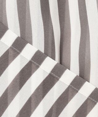 23区 L 【WEB&一部店舗限定/洗える】ストライププリント シフォン ブラウス ダークブラウン系