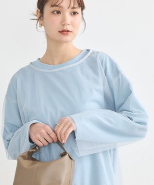 earth music&ecology ラインストーンチュールドッキングプルオーバー Grayish Blue