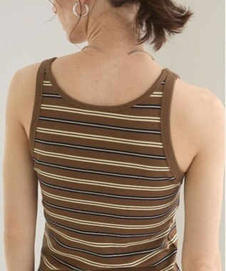 WEGO 【ANGIE VINTAGE】カップ付きマルチボーダータンク ブラウンボーダー