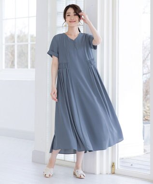 Tiaclasse L 【洗える】サイドギャザーワンピース