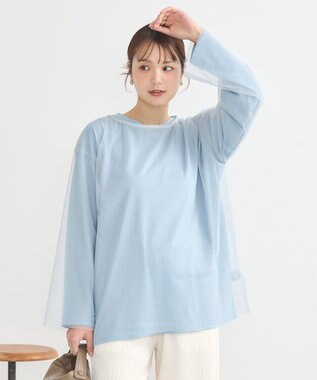 earth music&ecology ラインストーンチュールドッキングプルオーバー Grayish Blue