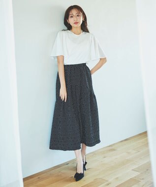 Feroux エンボスドット スカート ブラック系1