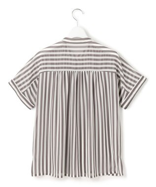 23区 【WEB&一部店舗限定/洗える】ストライププリント シフォン ブラウス ダークブラウンストライプ